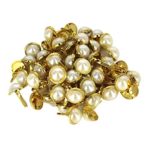 Bestartstore 12 x 18mm White Imitation Pearl Brads Paper Fastener for Scrapbooking Card Making Wedding Craft (100pcs)
