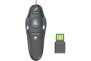 SSPONT Presentation Clicker with Laser Pointer for Powerpoint, Wireless Presentation Remote, <5mW 3a Laser for Presenter, Slide Advancer Clicker for PPT/Keynote/Google Slides/Mac/Windows/Linux(JH08)