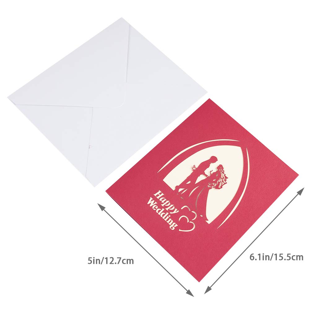 VGoodall Hochzeitskarte, 3D Pop Up Karte zur Hochzeit Glückwuschkarte Einladungskate mit Umschlag für Hochzeit Glückwusche Einladung Grußkate