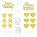 Tangible Creation, Happy Birthday Cake Topper 14 packs valueset for cup cake topper with Heart and Star Glitter Gold Decoration.