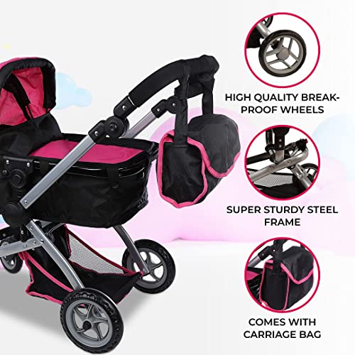 Mommy & Me Babyboo Doll Pram Foldable Doll Stroller with Basket