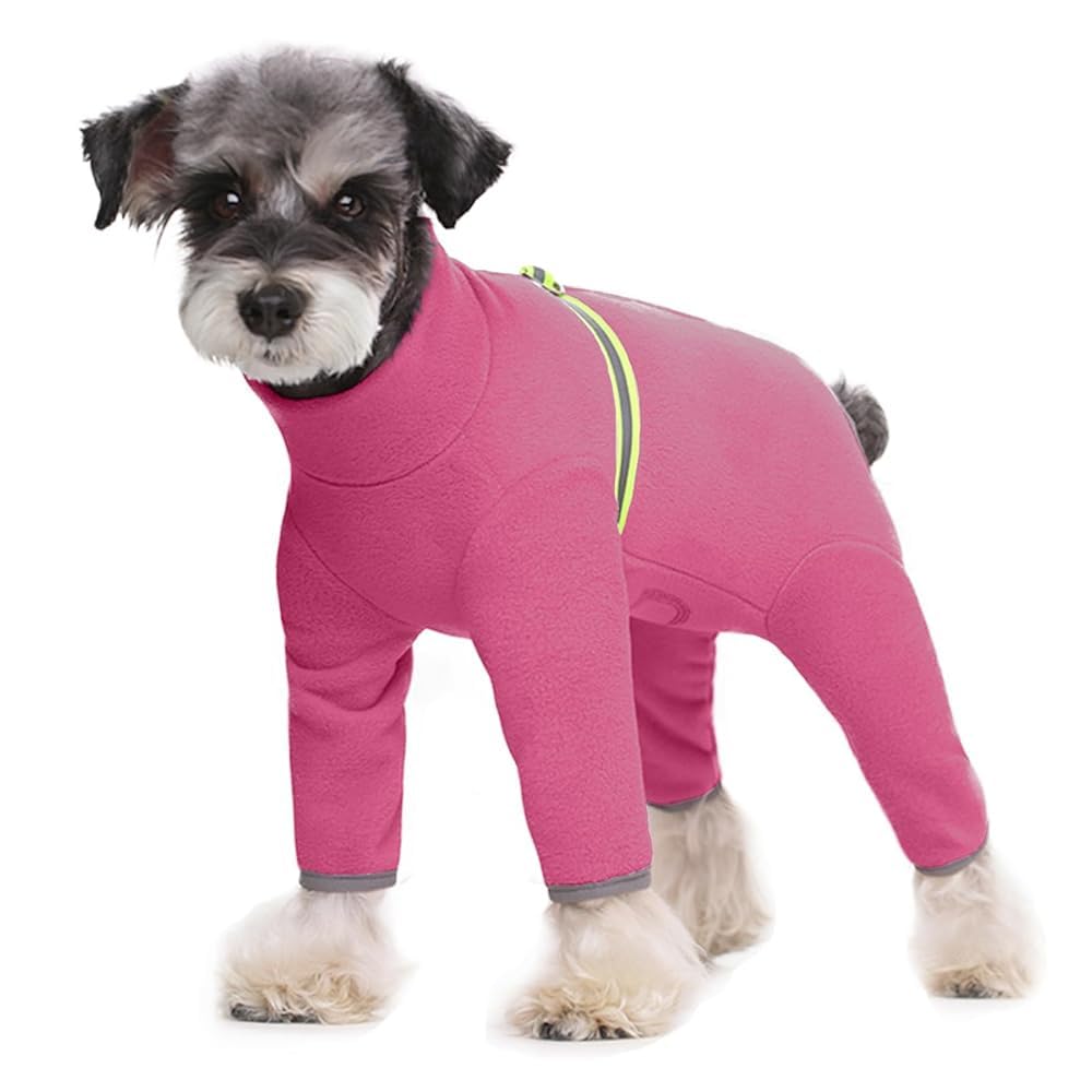 BT Bear Small Dogs Winter Clothes,Dog Winter Warm Coat Soft Fleece with Reflective Zip Dog Onesie Jumpsuit, Puppy Pet Pajamas Costume Apparel (Hot Pink, XL)