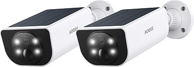 AOQEE Solar Security Camera Outdoor Wireless 2K Battery 2-Pack IP65