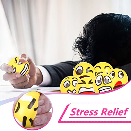 LovesTown 24 PCS Face Stress Balls, 2.5 Inch Funny Face Squeeze Balls Foam Balls for Hand Wrist Finger Exercise Stress Relief Therapy Squeeze