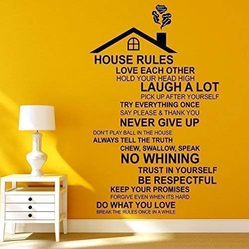 Wallflexi Wall Stickers "House Rules 2" Wall Door Murals Removable Self-Adhesive Decals art living Room Kitchen Furniture Office Décor Restaurant Bar Cafe Hotel Home Decoration