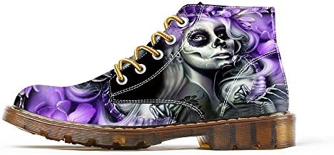 FIRST DANCE Boots for Women Clown Skull Face Print Shoes Dr Martin Skull Shoes Fashion Womens Boots Black Shoes for Woman Cool Witch Printed Shoes Ankle Spring Shoes 2019