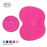 Makeup Brush Cleaning Mat, ESARORA Makeup Brush Cleaner Pad Set of 2 Cosmetic Brush Cleaning Mat Portable Washing Tool Scrubber Suction Cup