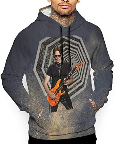 Trisharosew Mens Steve Vai Music Band Casual Hooded Funny Hooded Full Printed with Pocket