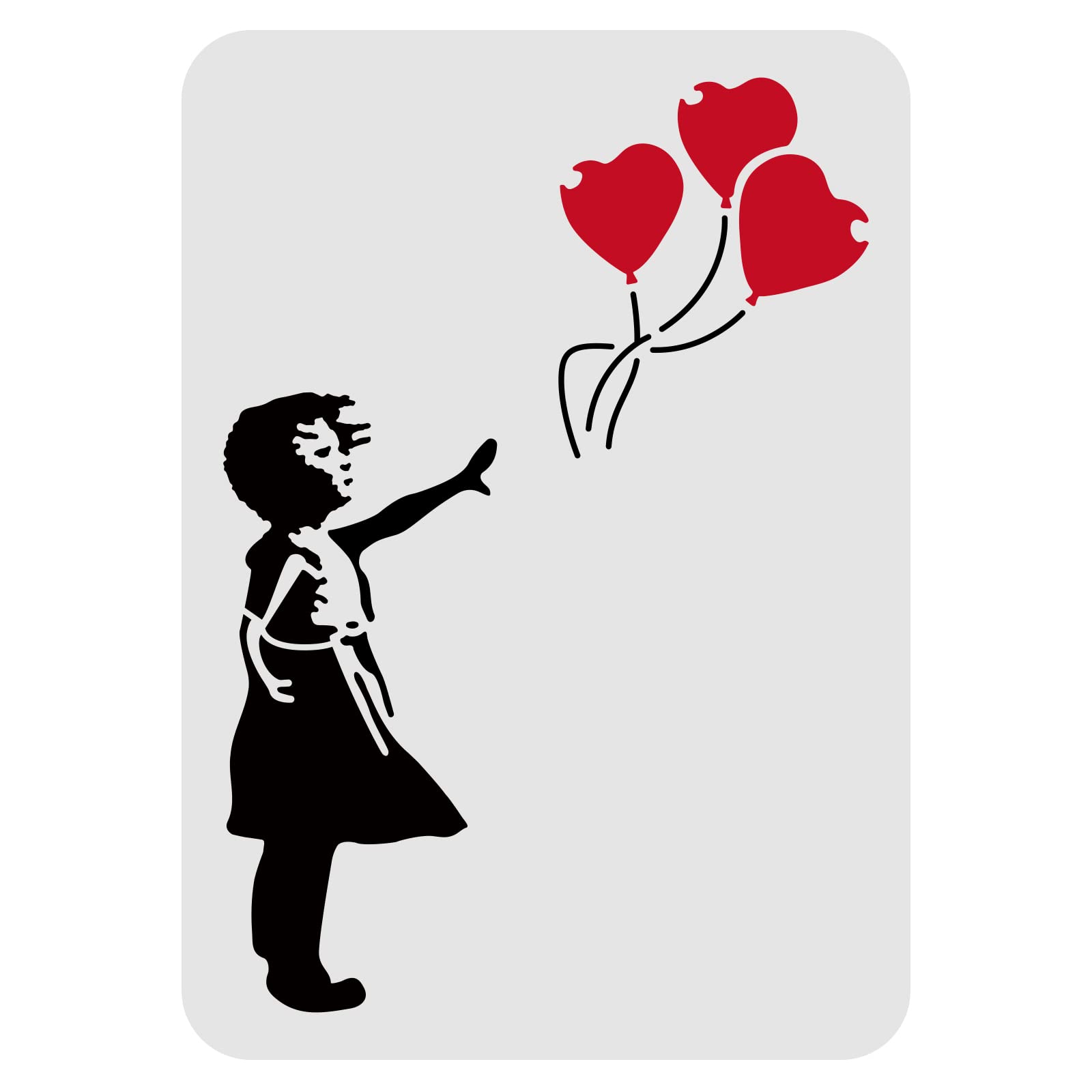 FINGERINSPIRE Balloon Stencil A4 Size The Human with a Balloon Banksy Art Stencil for Walls and Crafts (Reusable Plastic)