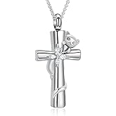 zeqingjw Cross Urn Necklace for Ashes for Women Girls Stainless Steel Cat Cremation Pendant Pet Ash Holder Butterfly Memorial Jewelry Keepsake Gifts
