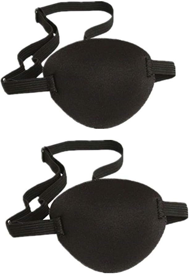 RUITASA2 Pcs Adult Kid's Black Adjustable Soft and Comfortable Pirate Eye Patch Single Eye Mask for Amblyopia Lazy Eye