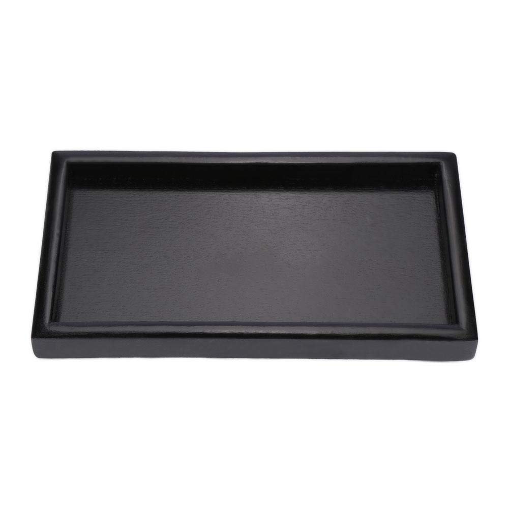 Wooden Tea Tray,Rectangular Black Solid Wood Tea Coffee Snack Fruit Dessert Plate Tray(22 * 12 * 2cm)