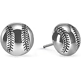 GIMMEDAT Baseball Silver Stud Earrings Jewelry Mom Woman Fan Gift