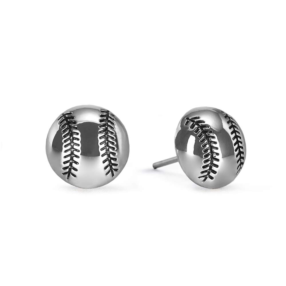 GIMMEDAT Baseball Silver Post Earrings Silver Plated | Lead Nickel Free