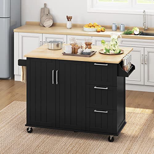 Yaheetech Kitchen Island Cart with DropLeaf Countertop, Rolling