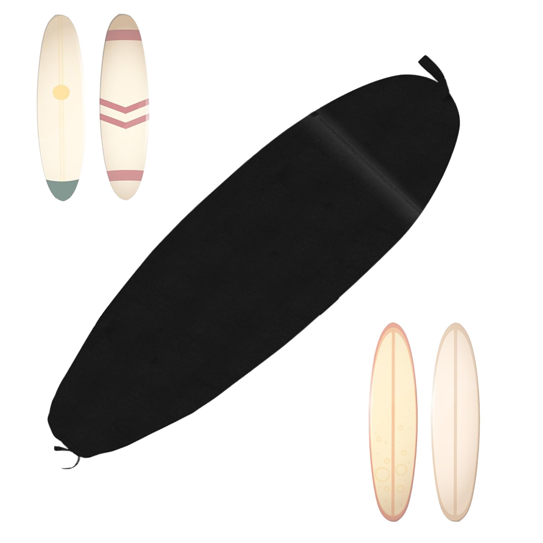 Surfboard Sock Cover, Surfboard Longboard Bag, Surfboard Cover, Pouch Surfing Accessories with Drawstring, 210D Oxford Cloth, Waterproof Lightweight, Windproof and Dustproof, (230*50cm, Black)