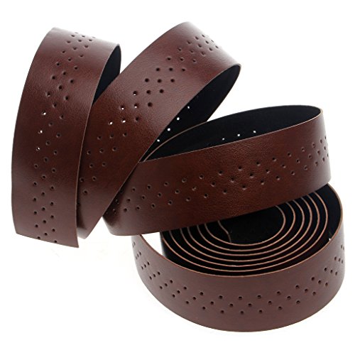 ULKEME 2x Bike Cycling Road Bike Sports Handlebar Tape Faux Leather Wrap +2 Bar Plug