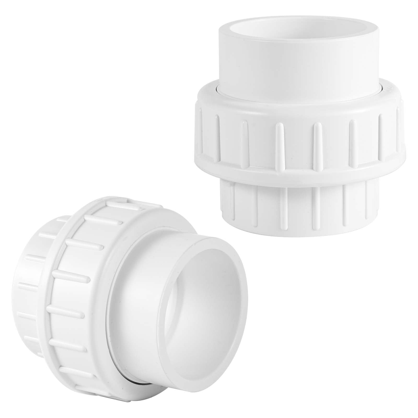2 Pack PVC Union Fittings, PVC Hose Adapter (Socket x Socket) 2 Inch Slip Union Coupling Schedule 40 PVC Pipe Connector Suitable for Swimming Pool and Outdoor Plumbing Applications