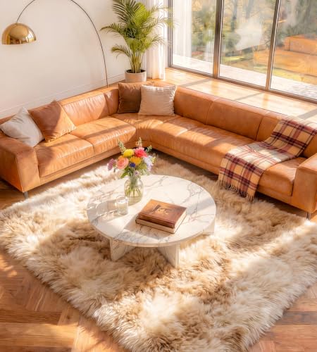 MARATIP Teppich Wohnzimmer Khaki 120x160 cm Flauschig Weich