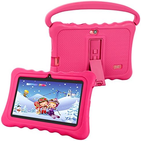 Ufinetec Kids Tablet Pre-installed 3D AR Zoo and iWawaHome APP, Android 6.0, 7-inch IPS Display RAM 1GB ROM 8GB Playstore WiFi Bluetooth, Kids-proof Case with Handle and Stand(Pink)