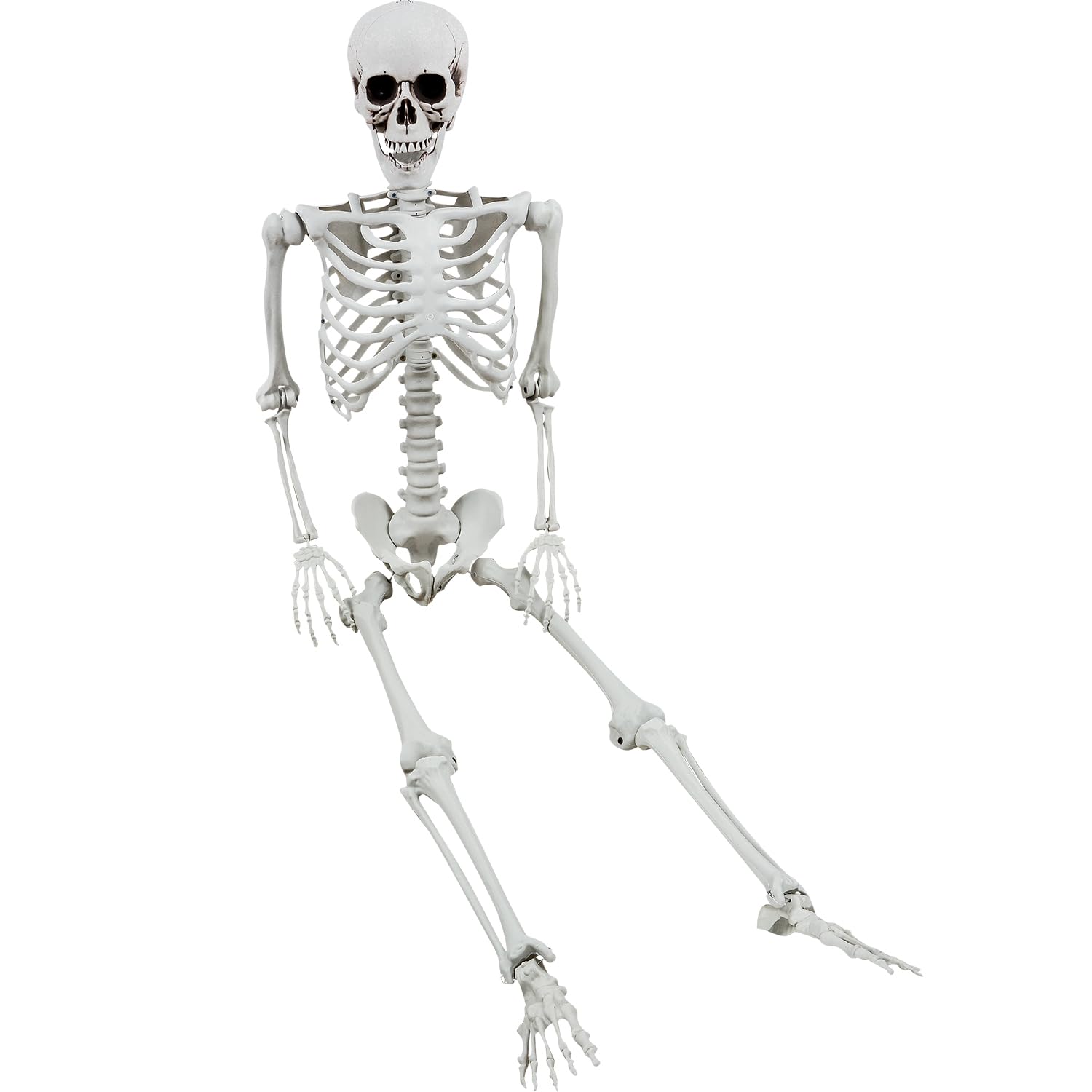 XONOR 5.4ft/165cm Halloween Posable Skeleton - Realistic Human Skeletons Full Body Bones with Movable Joints for Halloween Props Spooky Party Decoration