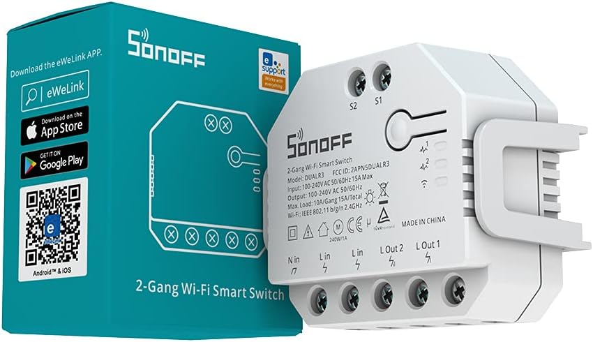 SONOFF DUALR3 WiFi Smart Curtain Switch Module Power Metering Alexa Dual Relay