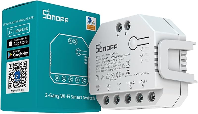 SONOFF DUALR3 WiFi Smart Curtain Switch Module Power Metering Alexa Dual Relay