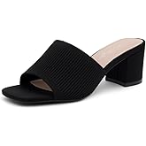 Herstyle Low Block Heels for Women – Slip-On Mules, Square Open Toe 2.5 Inch Comfort Chunky Heeled Sandals, Trendy 2025 Casual Dress Pumps Shoes for Party, Wedding & Office
