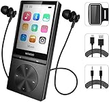 16GB MP3 Player with Bluetooth, Portable Music Player with FM Radio/Voice Recorder Metal Body with Armband for Sport, Support Up to 128GB (Black)