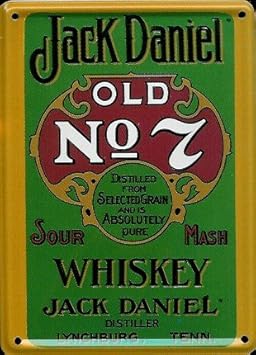 Jack Daniels Mini-Blechschild Blechpostkarte - Green Label - 8x11cm Nostalgieschild Retro Schild Metal tin sign