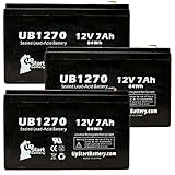 3x Pack - Tripp Lite BC325 Battery - Replacement UB1270 Universal Sealed Lead Acid Battery (12V, 7Ah, 7000mAh, F1 Terminal, AGM, SLA) - Includes 6 F1 to F2 Terminal Adapters