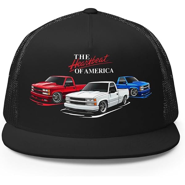 Chevrolet Vintage Retro Blue Trucker Hat – 'The Heartbeat Of America' – USA Snapback Cap