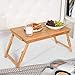 Homfa Bamboo Laptop Desk Adjustable Portable Breakfast Serving Bed Tray with Tilting Top Drawerthumb 3