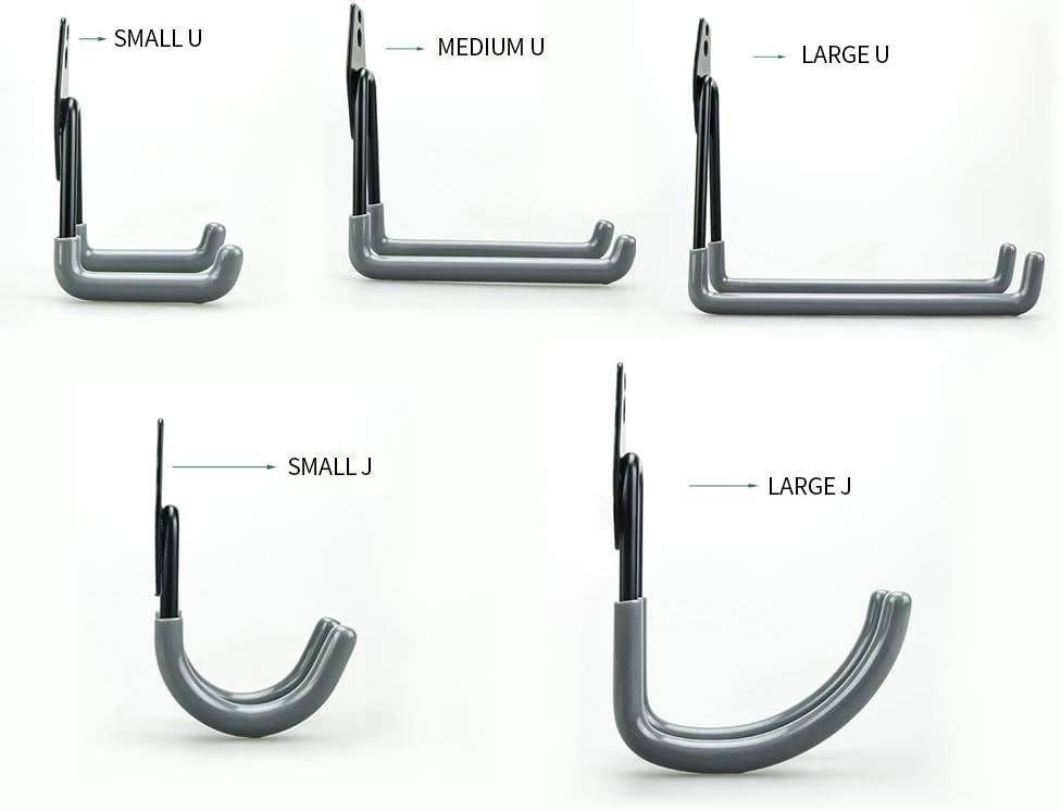 Garage Hook, Heavy-Duty Garage Hook, Tool Hook, Heavy-Duty Wall-Mounted Garage Organizer, Suitable for Bicycle Storage, ladders, Power Tools, Bulk Items (Set of 10) (Gray) - - 