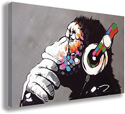 SCPmartsUS DJ MONKEY CHIMP STREET The Classic Arts Reproduction, Art Giclee Print Canvas Wall Decor Art Print on Canvas, Stretched Gallery Wrapped, 12" Inch X 16" Inch
