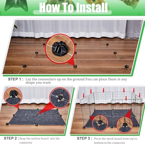 2 Tier Large Cat Cage Crate DIY Pet Playpen Detachable Dense Metal Wire Ferret Cage Indoor Cat Kennels for Kitten Puppy Bunny Exercise (Black, 27.56 x 27.56 x 27.56 Inches)