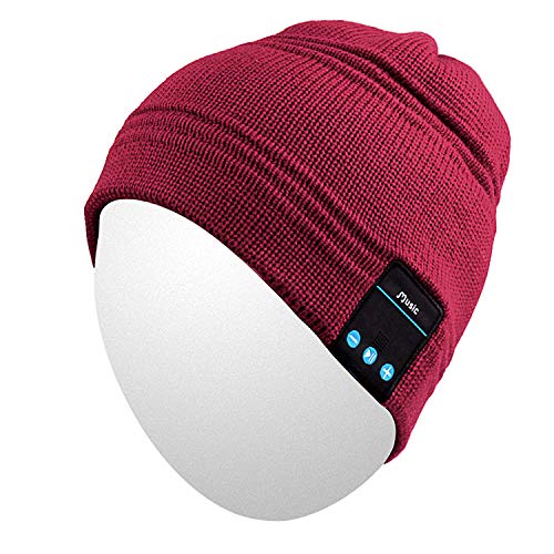 Qshell Winter Bluetooth Beanie Hat Cap with Stereo Speaker Headphones, Microphone, Hands Free and Rechargeable Battery - Compatible with Mobile Phones, iPhone, iPad, Tablets, Android Smartphones - Red - Thumbnail 7