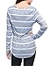 Allegra K Women's Long Sleeves Scoop Neck Striped Chevron Print Top L Blue