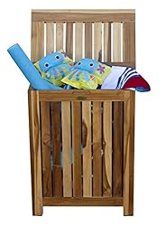 Decoteak H-004 Teak Solid Hamper, Brown