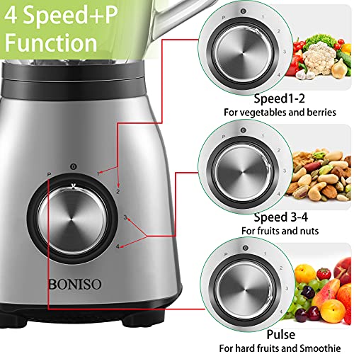 BONISO Countertop Smoothie Blender, High Speed Blender for Kitchen with
