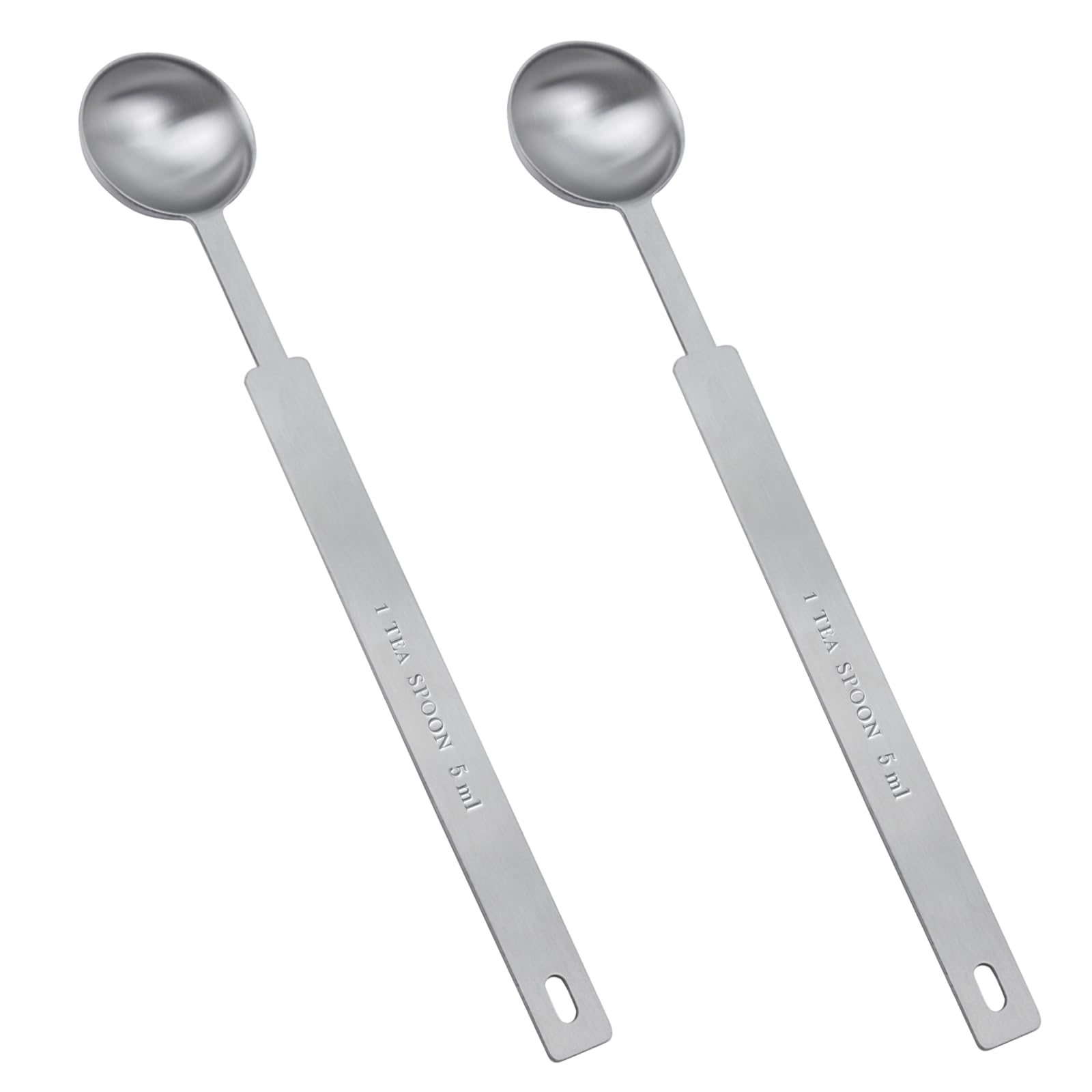 Photo 1 of 2 Pcs Teaspoon Measuring Spoons, 5mL (5 cc | 1/6 oz) Stainless Steel Teaspoon Scoop, Long Handle Metal Measuring Spoons for Cooking,Baking