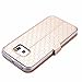 Galaxy S6 Edge Case, ArtMine Quilted Plain Color View Window Function PU Leather Flip Folio Book Style Protective Skin Stand Phone Case Kickstand Feature for Samsung Galaxy S6 Edge (Golden)