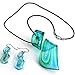 Ecloud ShopUS Blue Lampwork Glass Pendant Necklace Earrings FASHION