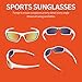 TOREGE Polarized Sports Sunglasses for Man Women Cycling Running Fishing Golf TR90 Unbreakable Frame TR034 (White&Red Tips&Red Lens)