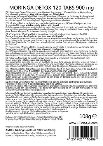 MoriVeda Moringa Detox Tabletten 900mg, 120 Stück, mit Moringa, Leinsamen, Gerstengras und Spirulina zur Entschlackung und Entgiftung, vegan und glutenfrei 120 Stück – Bild 8