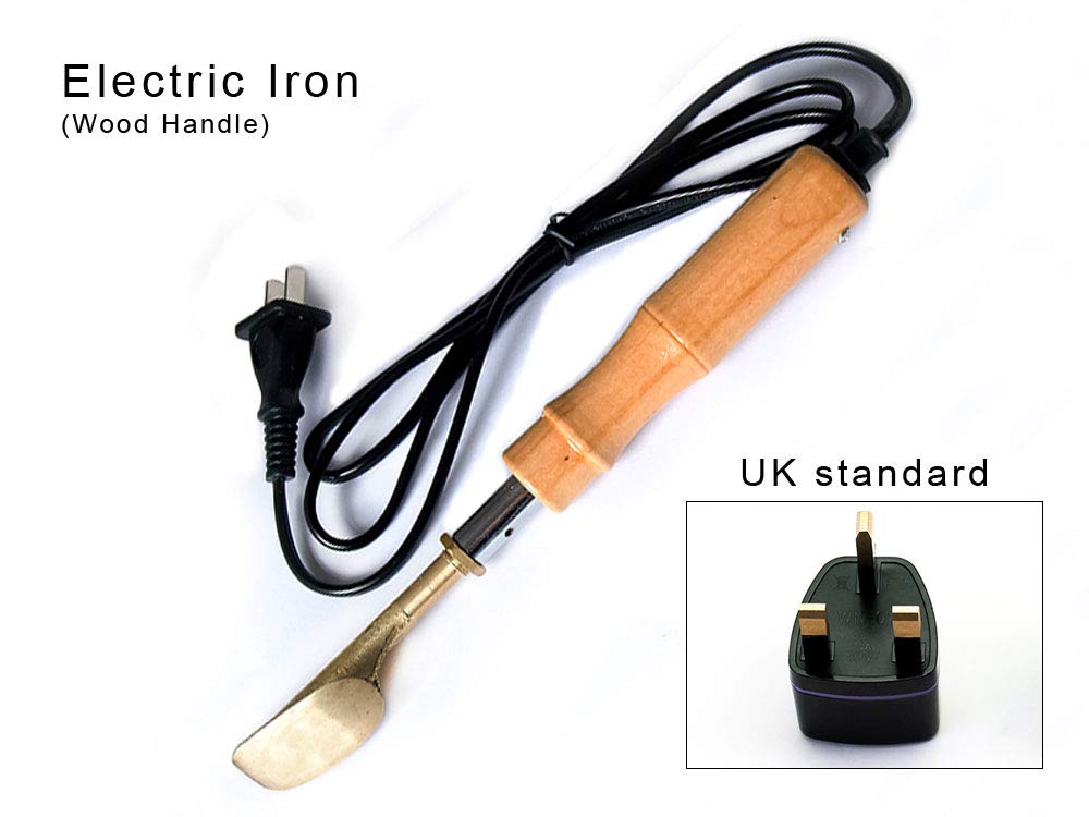 RC Aeroplane British Plug Electric Iron With Wooden Handle Covering Tools for Balsa Wood Airplanes