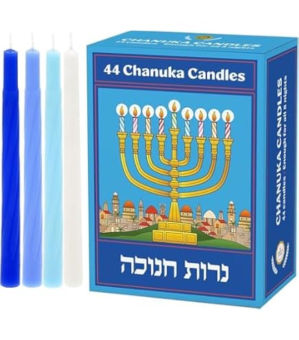 Lot de 2 bougies Hanoukka sans gouttes - Décorations effilées de luxe à rayures multicolores - Bougies Menorah pour les 8 nuits de Hanoukka