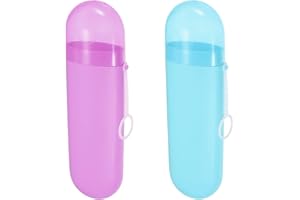 YKuzLx 2 Packs Toothbrush Travel Case, Portable Toothbrush Case with Ventilation Hole for Travel, Plastic Toothbrush Holder Travel Size for Business Trip, School, Camping, Home - Purple+Blue
