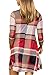 BOOSOULY Womens Oversized Plaid Casual Loose Scoop Neck Swing Tunic Dress with Pocket Red XL