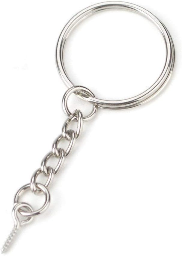25mm Split Ring with Chain, Open Jump Ring and Srew Eye Pins - 50 Sets